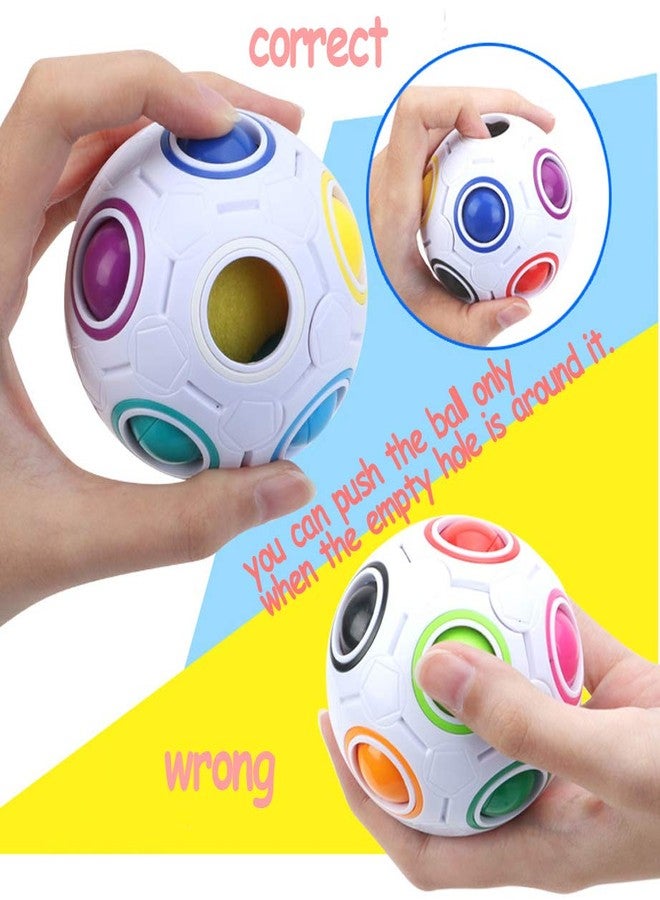 TANCH Magic Rainbow Ball Puzzle Cube Fidget Stress Relief Ball Brain Teasers Games Toys for Kids Adults (12 Holes) - Image 3